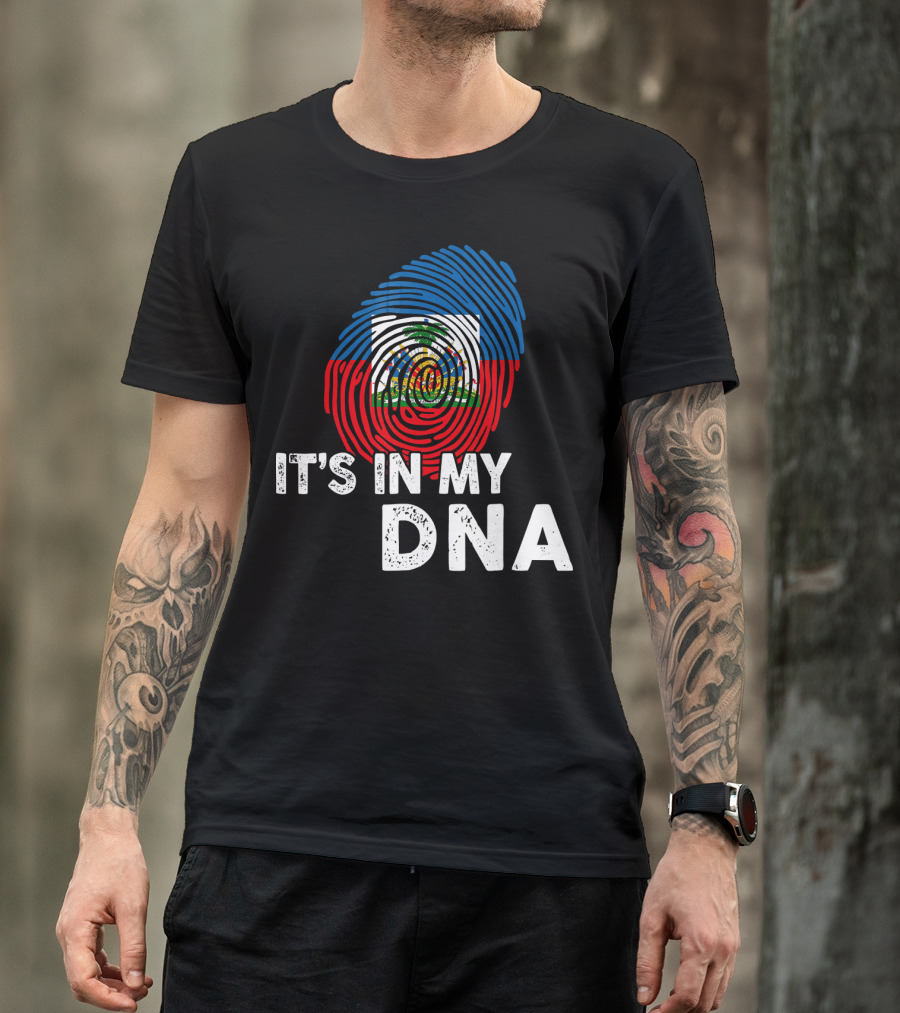 Haiti Flag Fingerprint It's In My DNA Haitian Pride T-Shirt