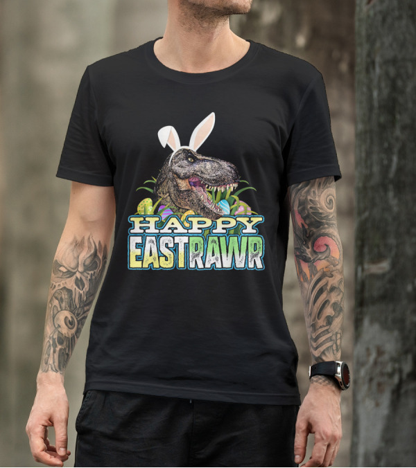 Happy Eastrawr Dinosaur Bunny Ears Easter Eggs T-Shirt