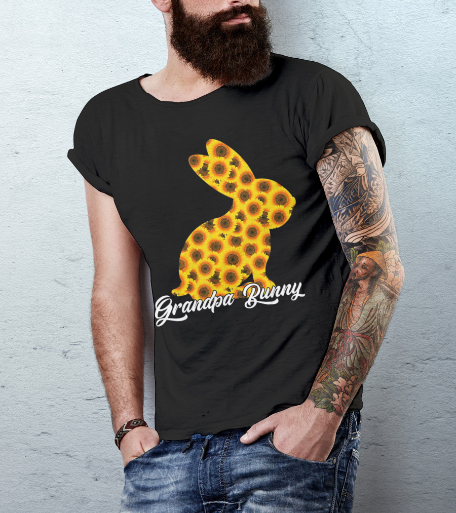 Grandpa Bunny Sunflower Floral T-Shirt
