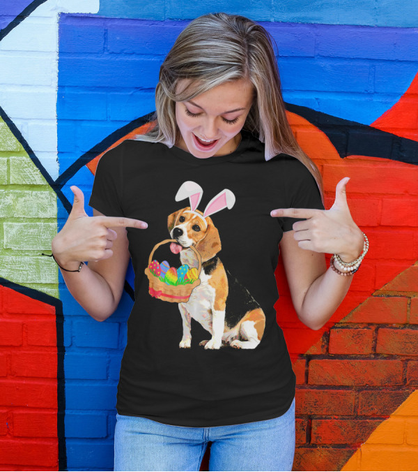 Beagle Bunny Easter Egg Basket Fun T-Shirt