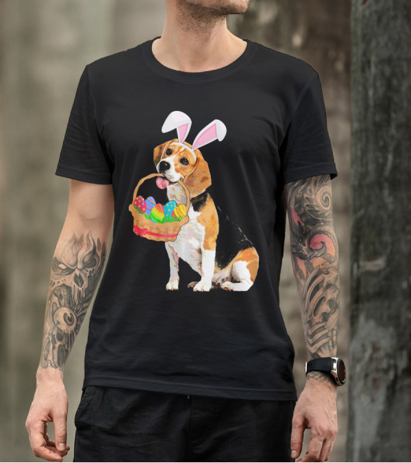 Beagle Bunny Easter Egg Basket Fun T-Shirt