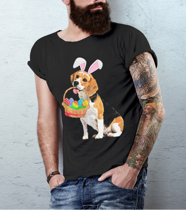 Beagle Bunny Easter Egg Basket Fun T-Shirt
