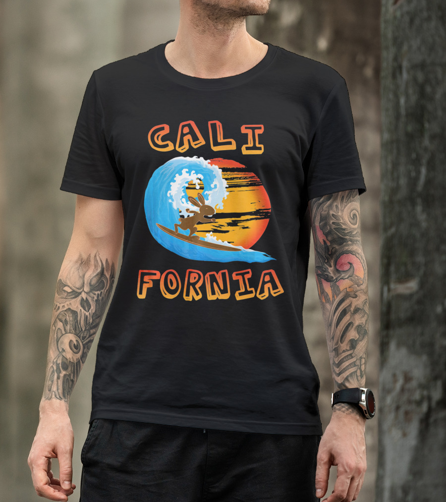 California Surfing Rabbit Easter Wave Sun T-Shirt