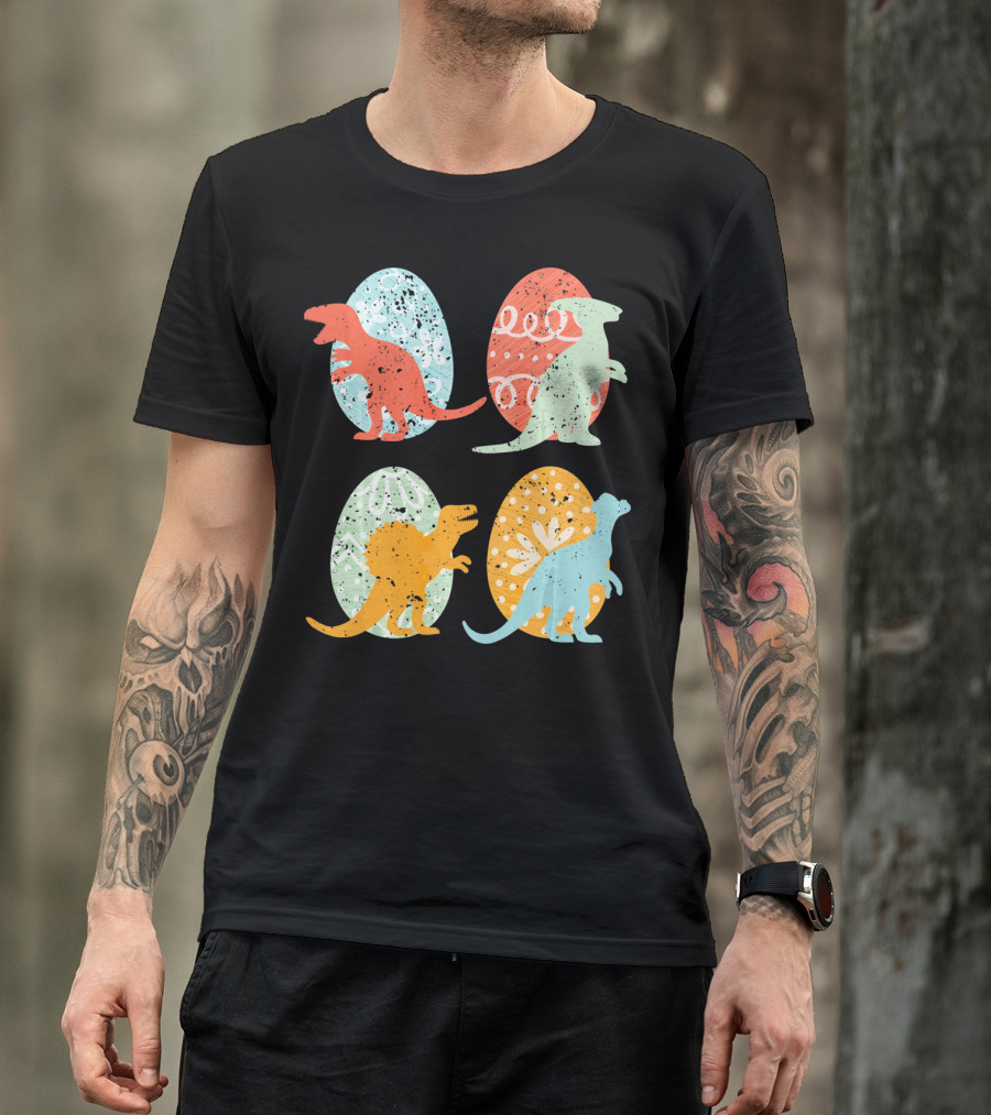 Colorful Easter Dinosaur Eggs With T-Rex Stegosaurus And More T-Shirt