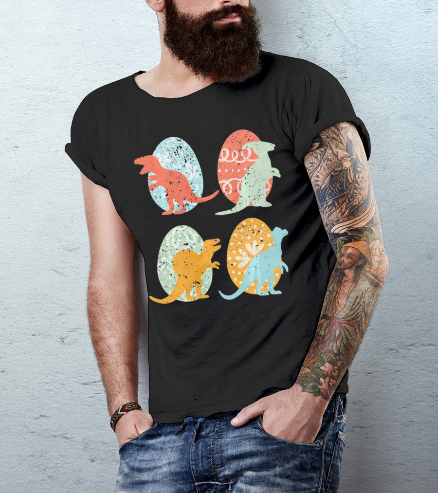 Colorful Easter Dinosaur Eggs With T-Rex Stegosaurus And More T-Shirt