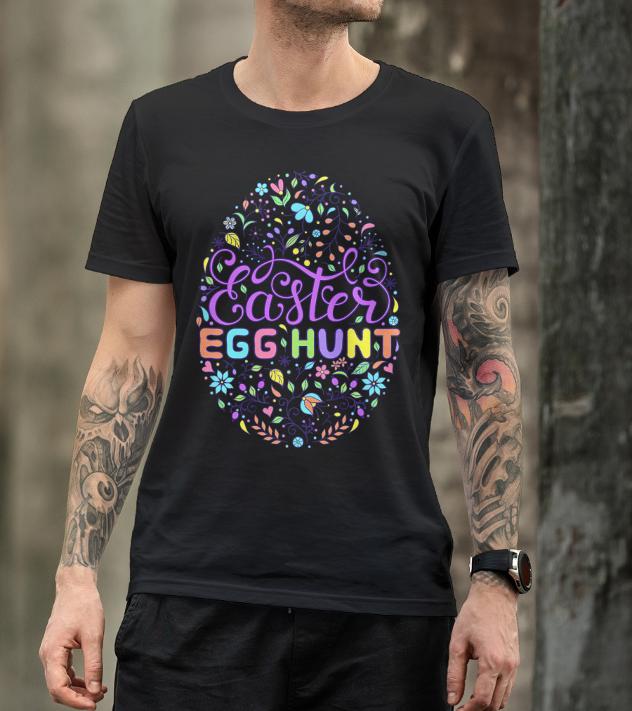 Easter Egg Hunt Colorful Floral T-Shirt