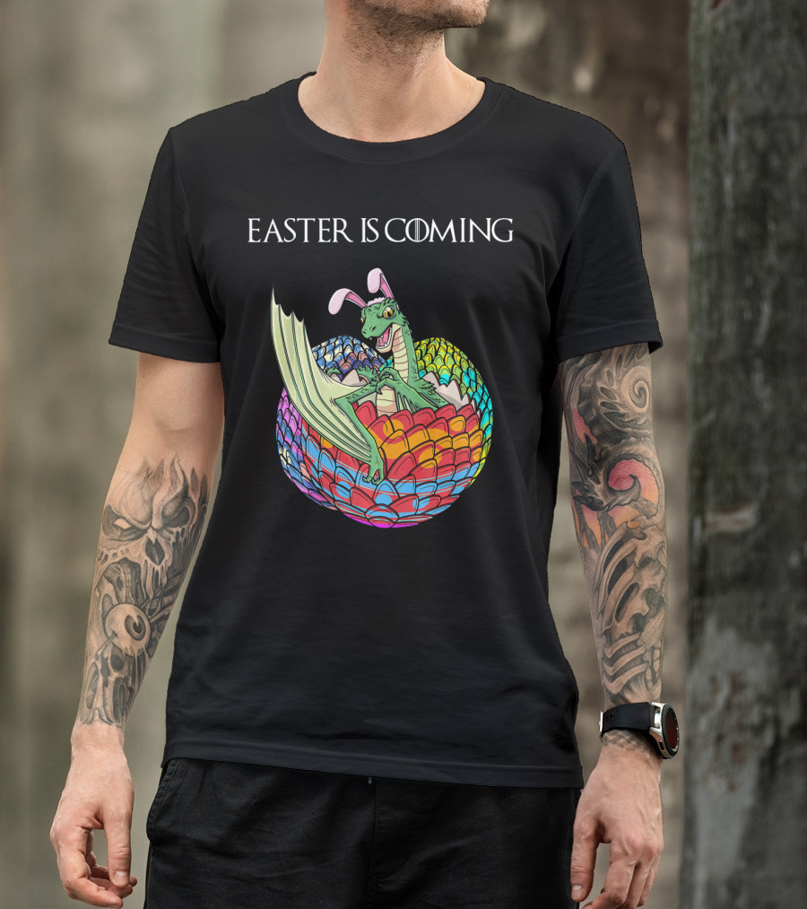 Easter Is Coming Dragon In Colorful Egg T-Shirt
