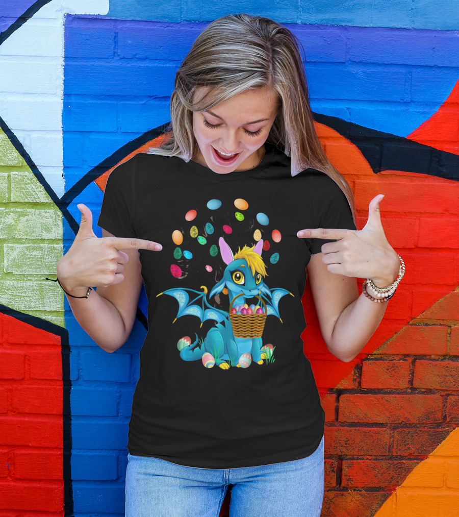 Dragon Bunny With Colorful Easter Egg Basket T-Shirt