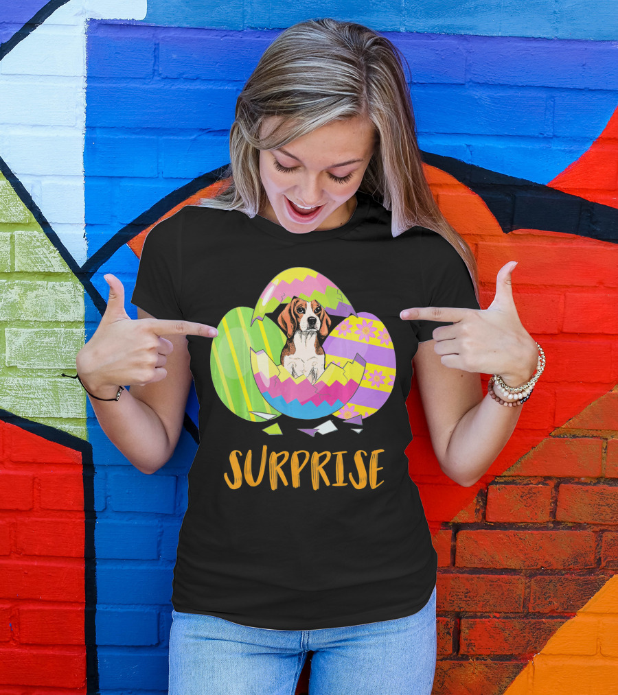 Surprise Beagle Bunny Funny Easter T-Shirt