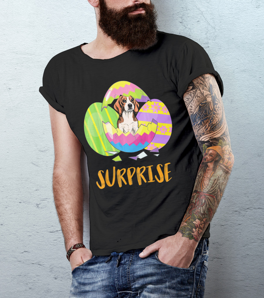 Surprise Beagle Bunny Funny Easter T-Shirt