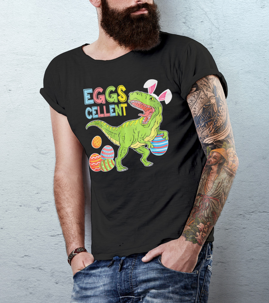EGGSCELLENT Dinosaur Rex With Rabbit Ears And Easter Eggs T-Shirt