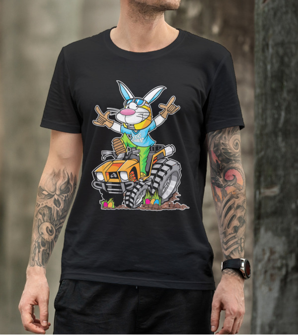 Easter Bunny Egg Champ Riding ATV With Easter Eggs And Sunglasses T-Shirt
