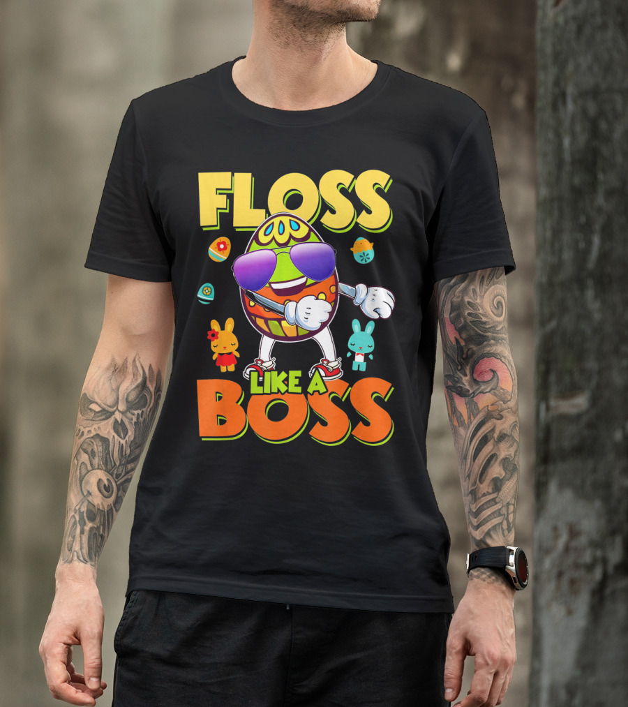 Floss Like A Boss Easter Egg With Kids And Bunnies T-Shirt