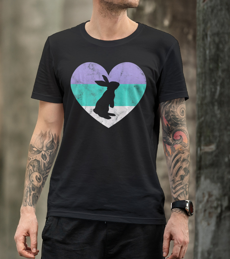 Rabbit Heart With Pride Flag Colors T-Shirt