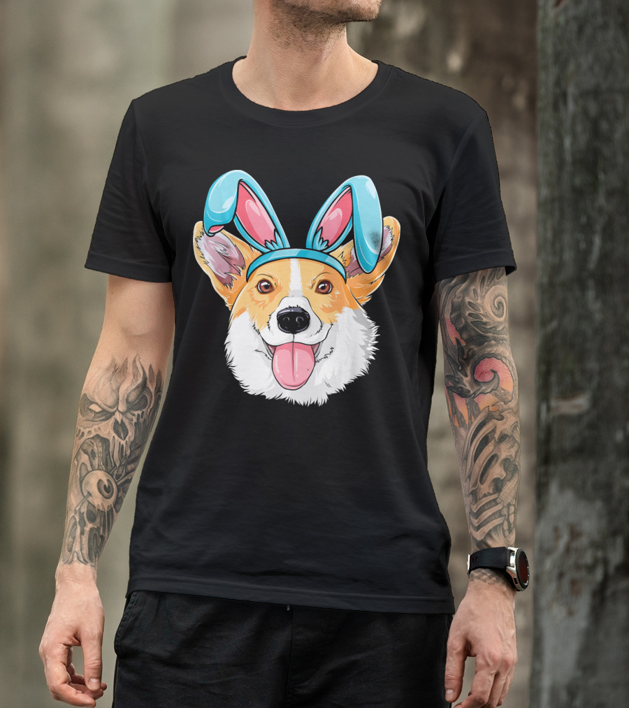 Easter Bunny Ears Corgi Dog T-Shirt