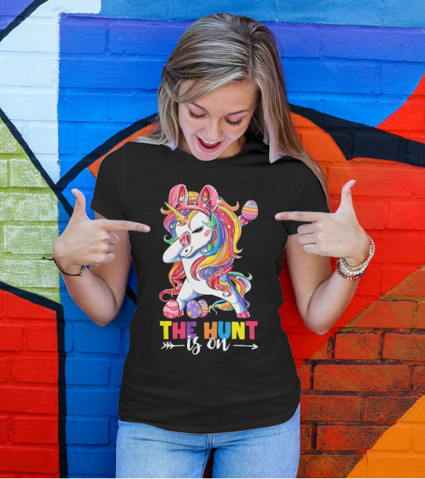 Easter Dabbing Unicorn Bunny The Hunt Is On T-Shirt