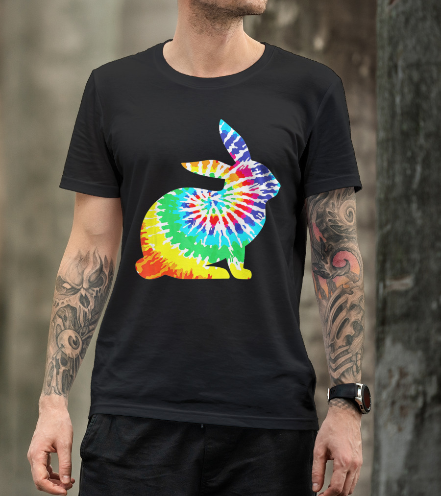 Tie Dye Rabbit Colorful Spiral Tie Dyed T-Shirt