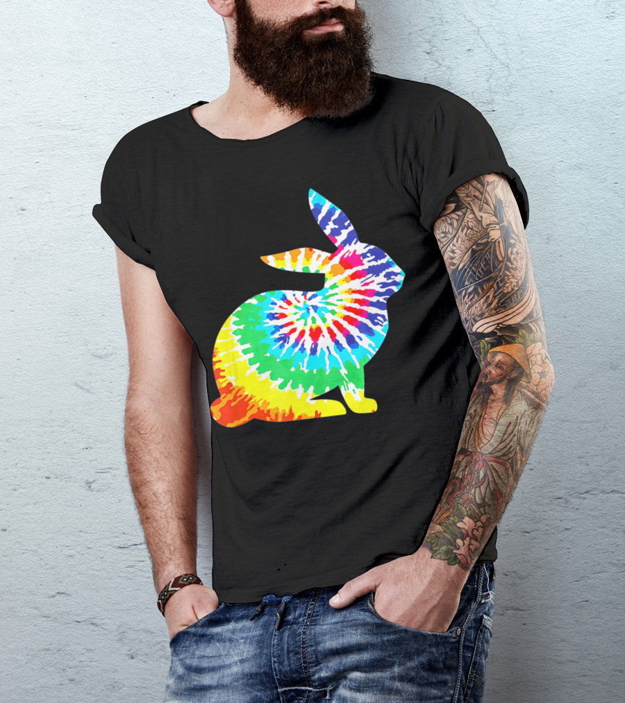 Tie Dye Rabbit Colorful Spiral Tie Dyed T-Shirt