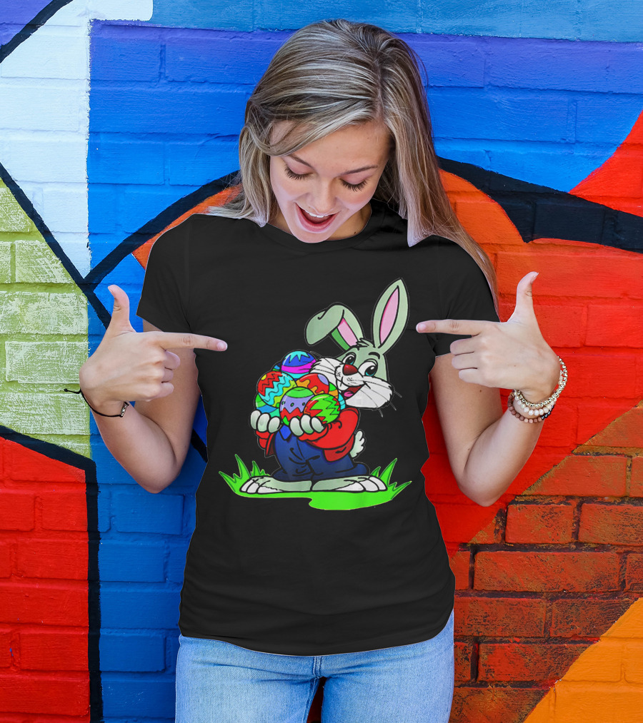 Easter Bunny With Colorful Eggs T-Shirt