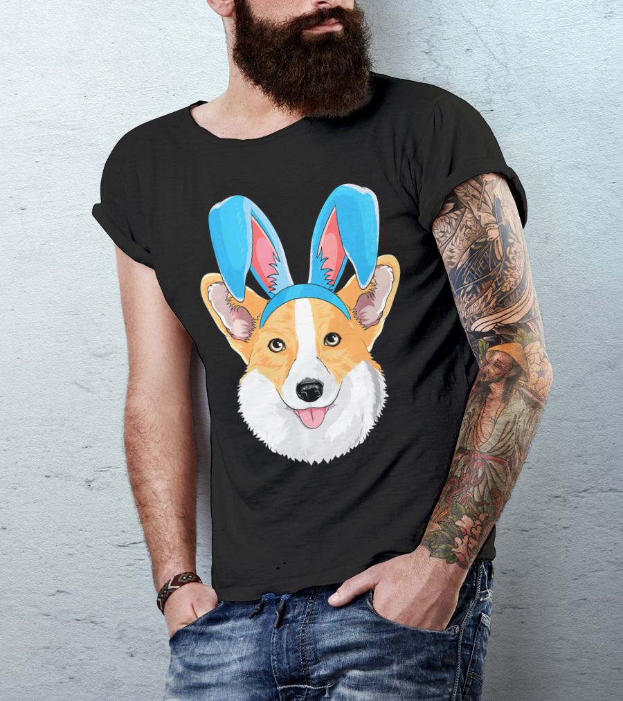 Easter Bunny Corgi Dog With Bunny Ears T-Shirt