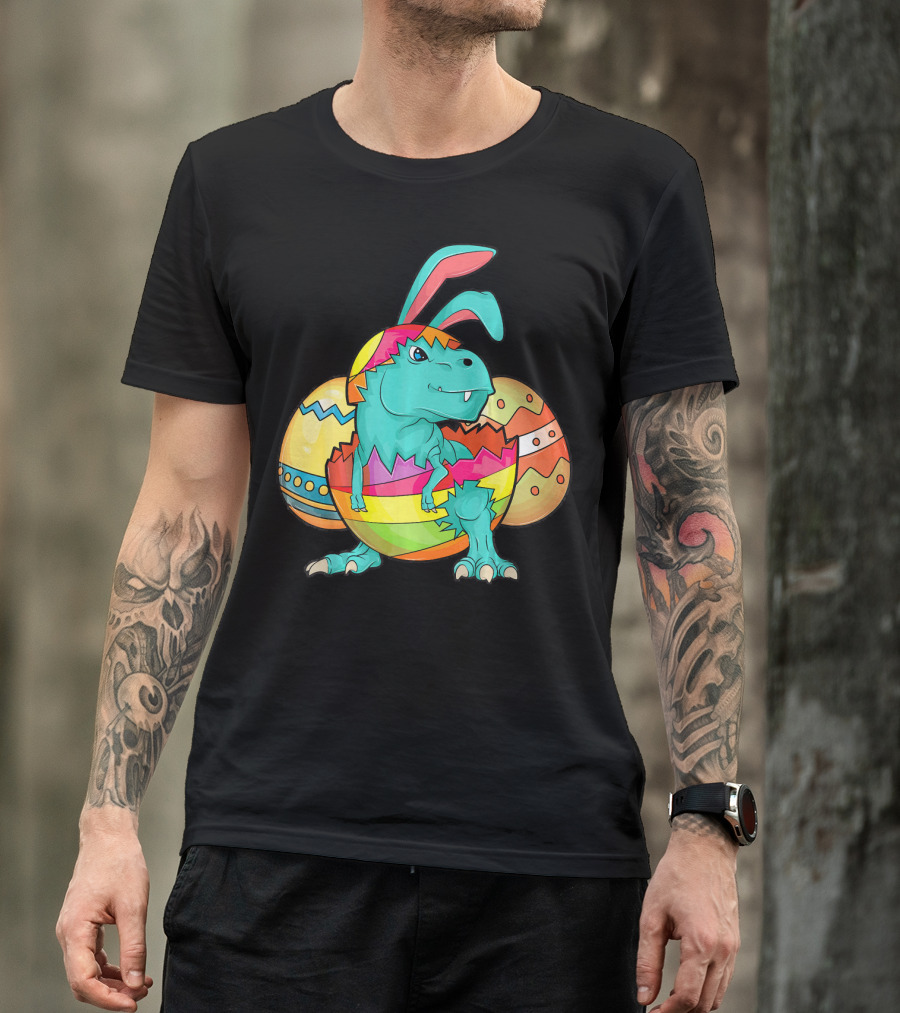 Easter Bunny Dinosaur Cute Rex Lover In Colorful Eggshell T-Shirt