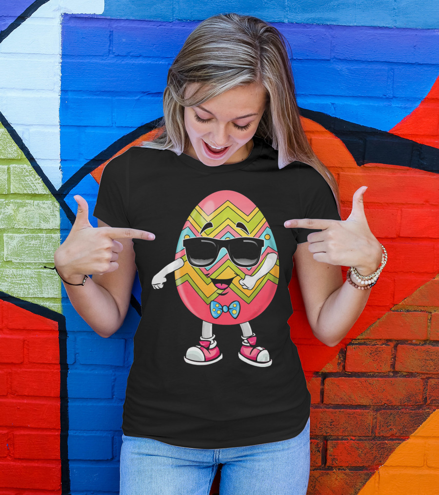 Floss Like A Boss Easter Egg Dance With Sunglasses And Bow Tie T-Shirt