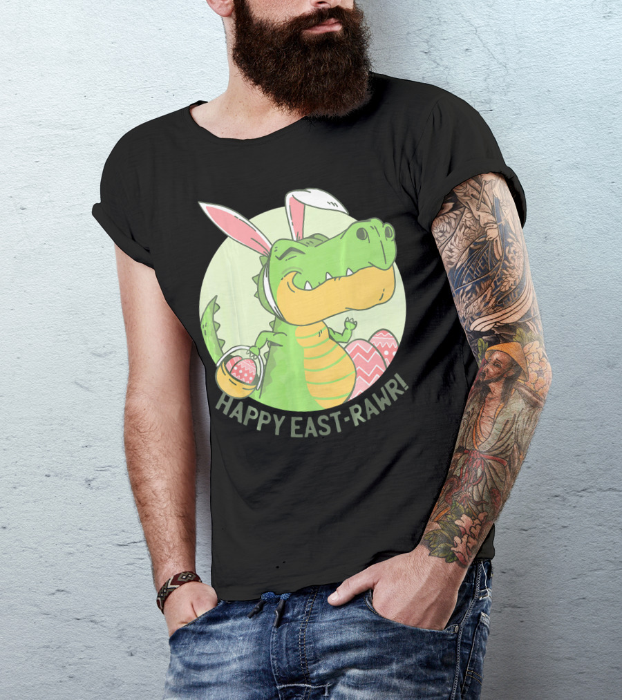 Happy East-RAWR Dinosaur Bunny T-Shirt
