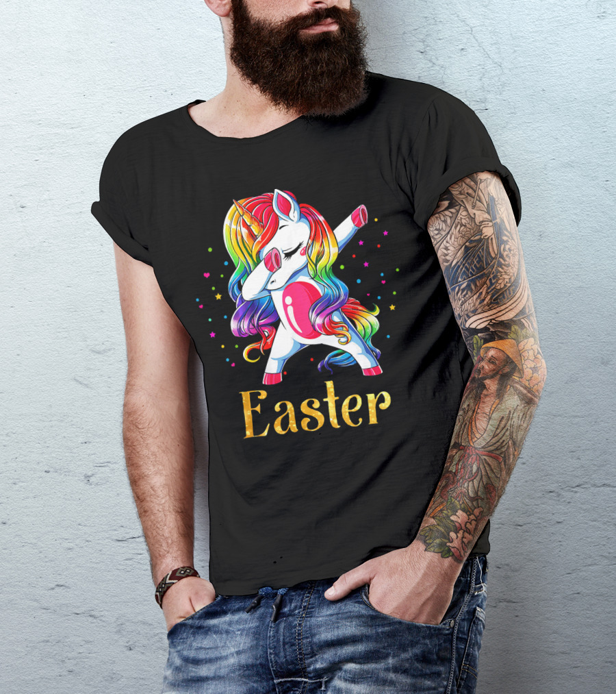 Easter Customized Personalized Rainbow Unicorn Dabbing T-Shirt