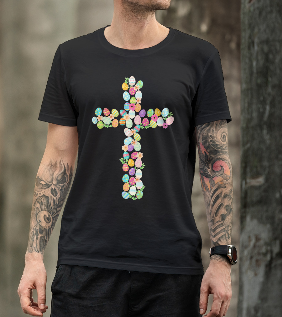 Easter Eggs Cross Christian T-Shirt