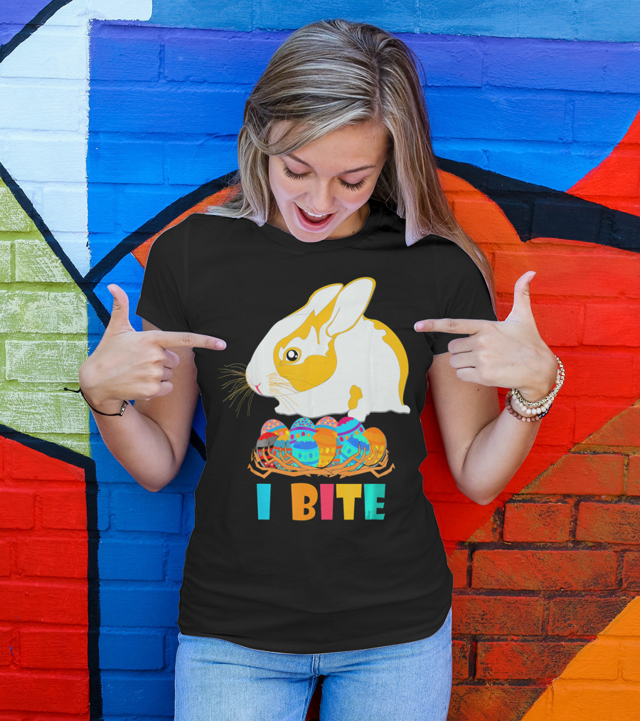 I Bite Cute Easter Bunny Eggs T-Shirt
