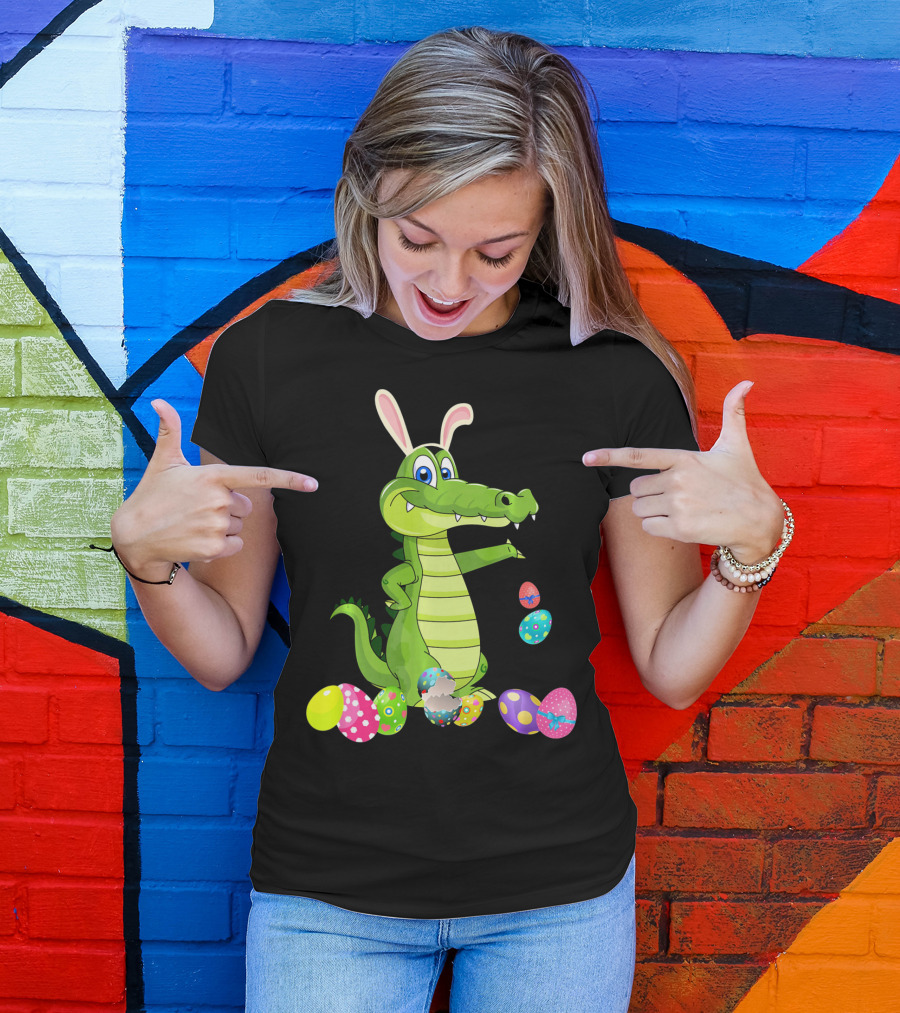 Alligator Bunny Rabbit Hat Easter Eggs T-Shirt
