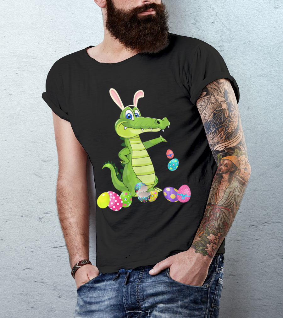 Alligator Bunny Rabbit Hat Easter Eggs T-Shirt