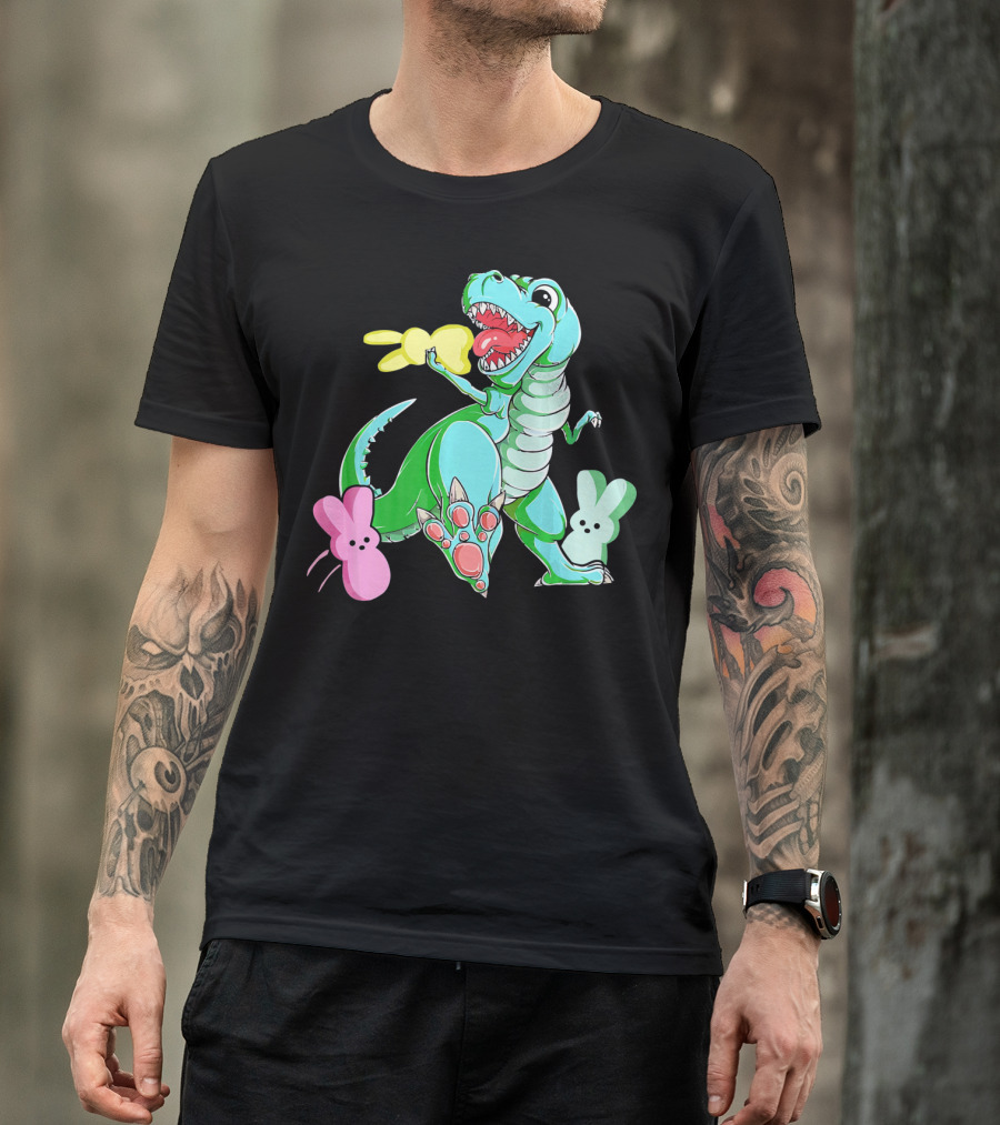 Dinosaur Rex Eat Bunny Peeps Happy Easter T-Shirt