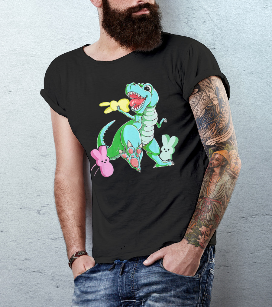 Dinosaur Rex Eat Bunny Peeps Happy Easter T-Shirt
