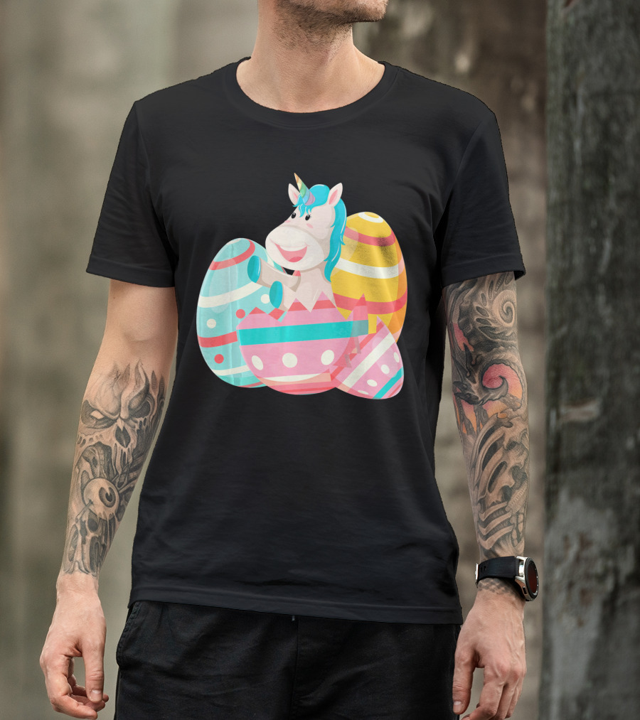 Easter Unicorn With Colorful Easter Eggs T-Shirt