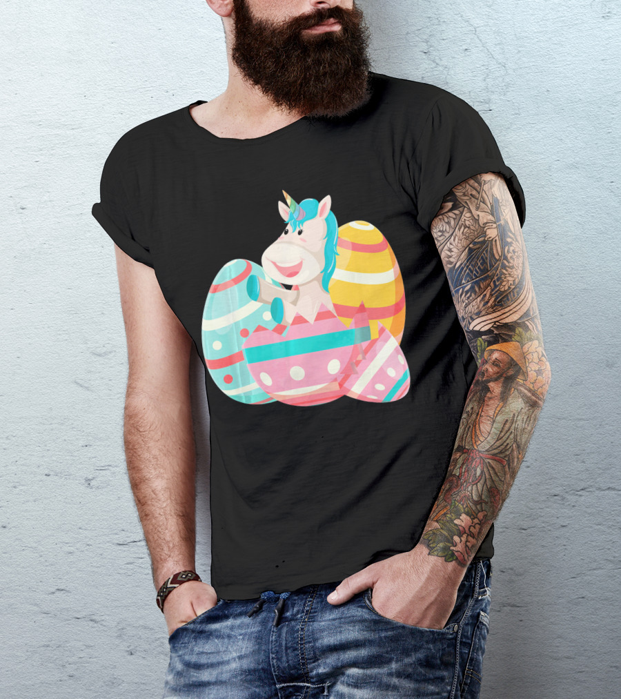 Easter Unicorn With Colorful Easter Eggs T-Shirt