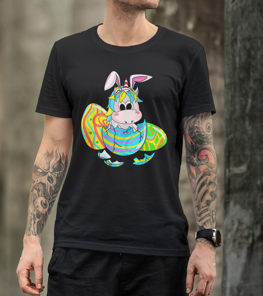 Easter Sunday Unicorn Bunnicorn In Colorful Eggshell T-Shirt