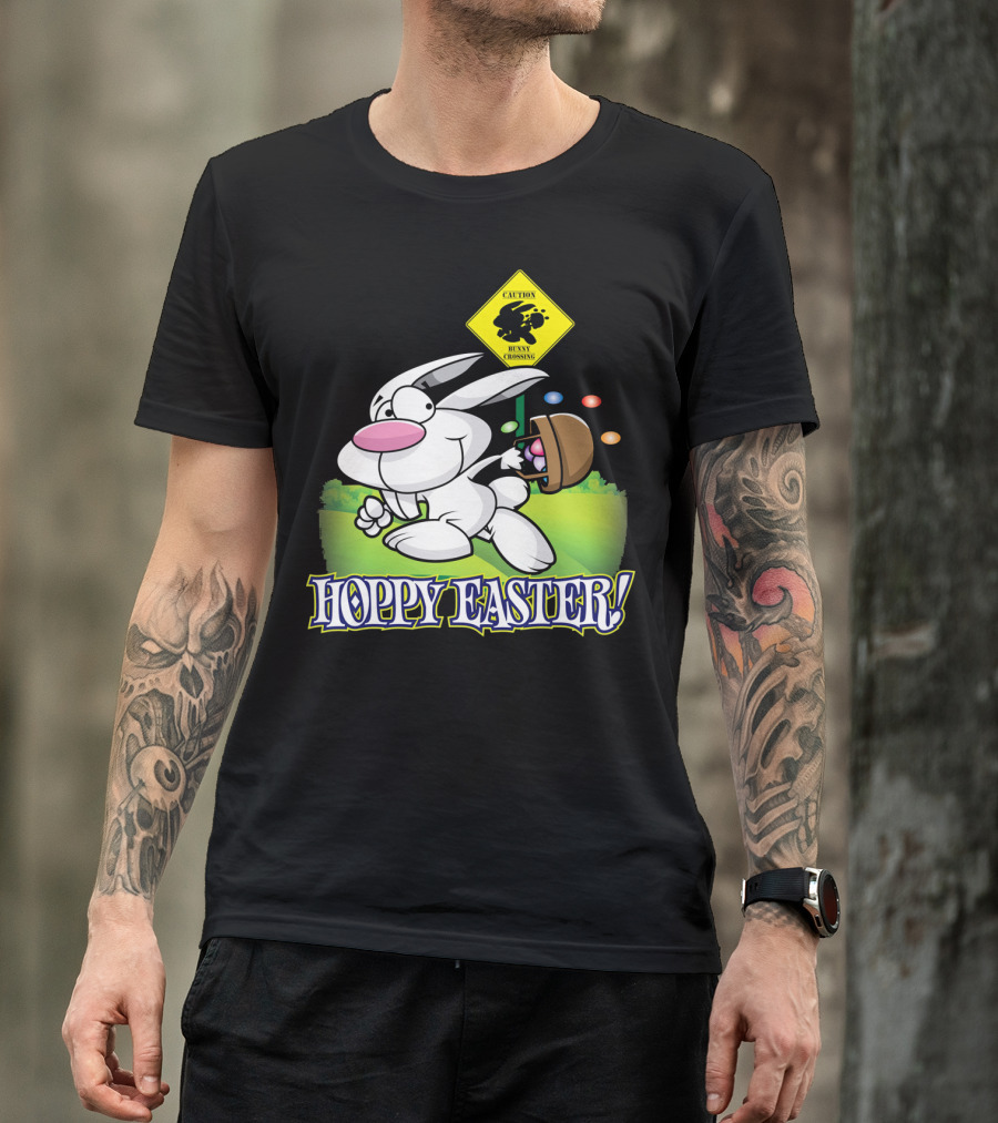 Caution Bunny Crossing Cute Funny Easter Bunny Hoppy Easter T-Shirt