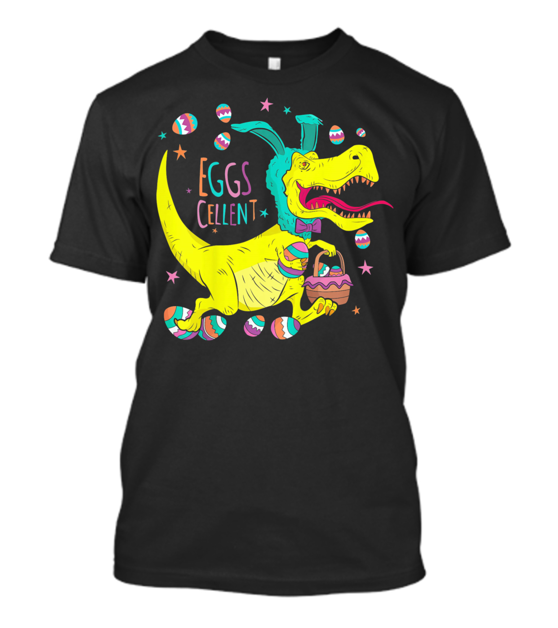 EGGS Cellent Yellow Bunny Rex Dinosaur With Easter Eggs T-Shirt