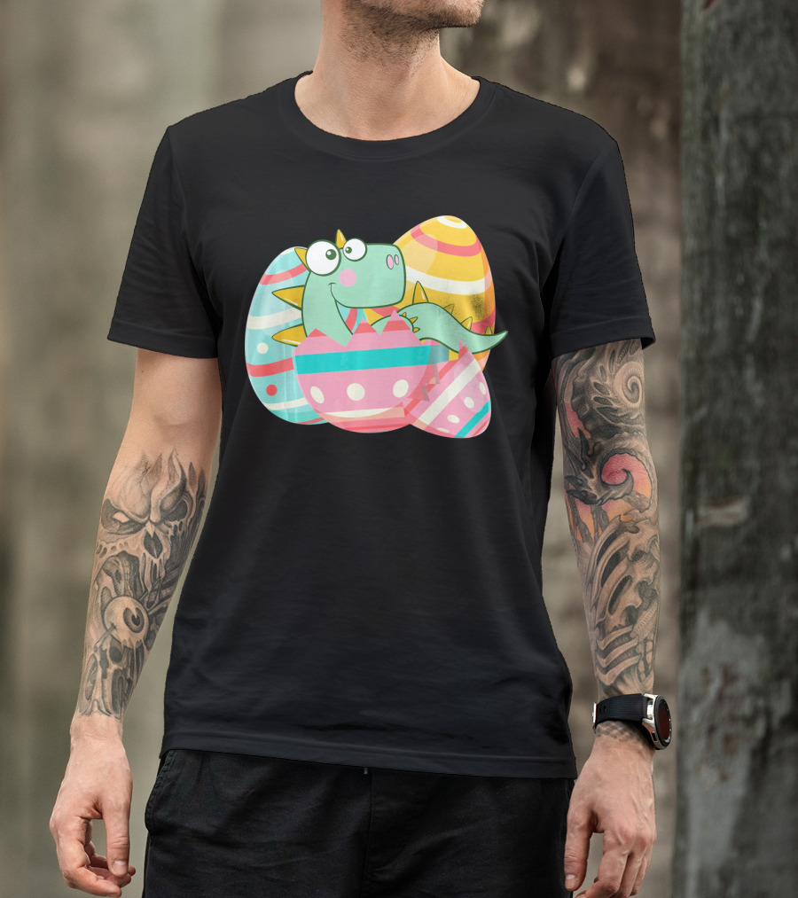 Easter Dino In Colorful Eggs T-Shirt