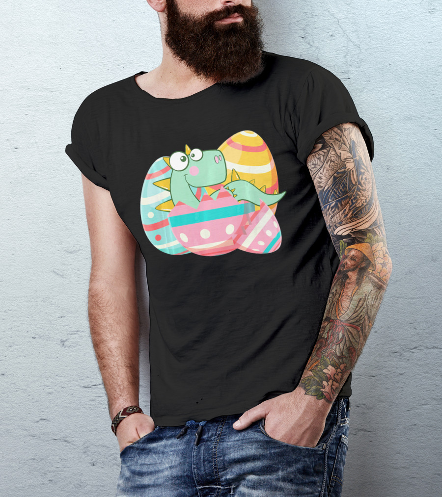 Easter Dino In Colorful Eggs T-Shirt