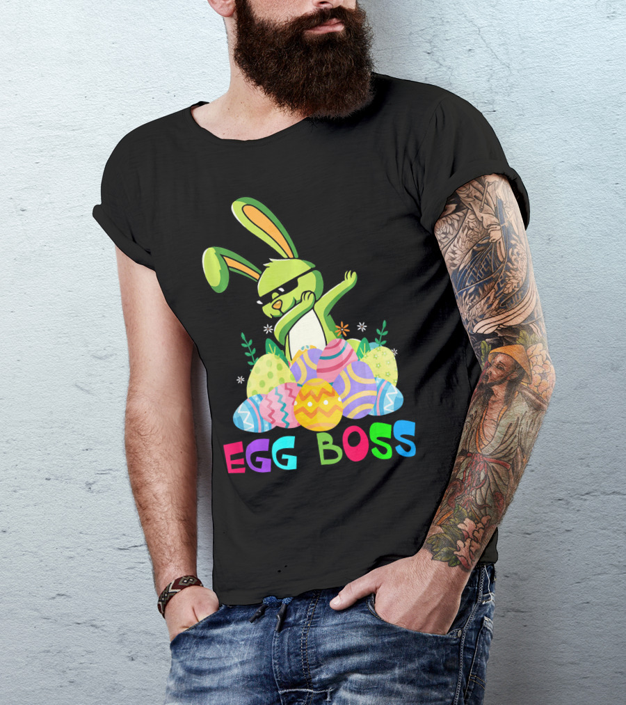 Egg Boss Dabbing Easter Bunny With Colorful Eggs T-Shirt