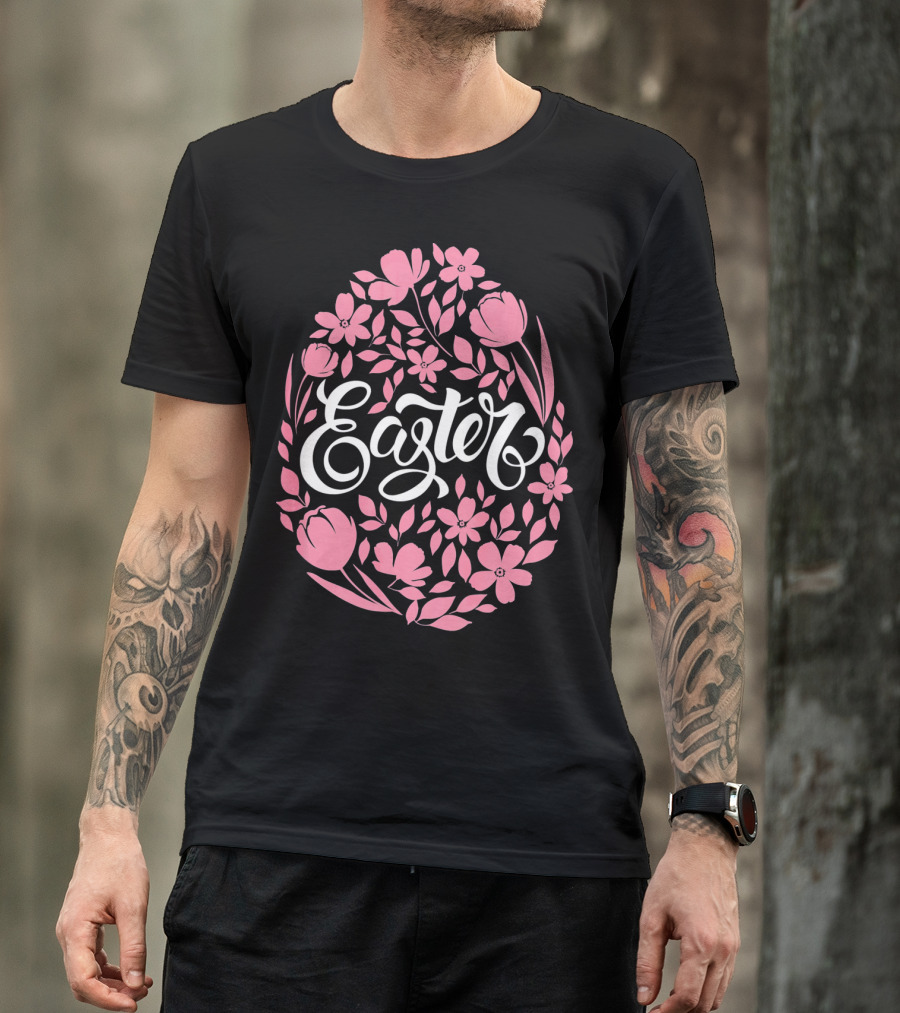 Easter Egg With Pink Flowers T-Shirt