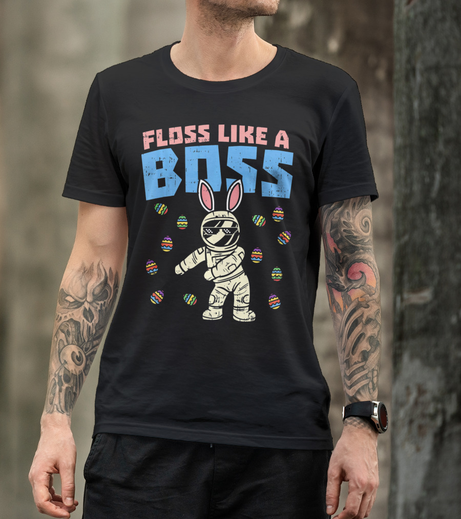 Floss Like A Boss Easter Astronaut Bunny With Eggs T-Shirt