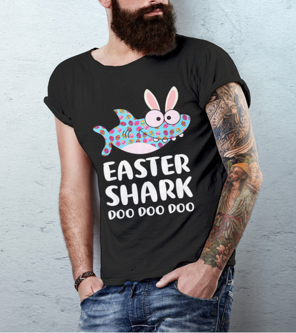 Easter Shark Doo Doo Doo Bunny Ears Funny Eggs T-Shirt
