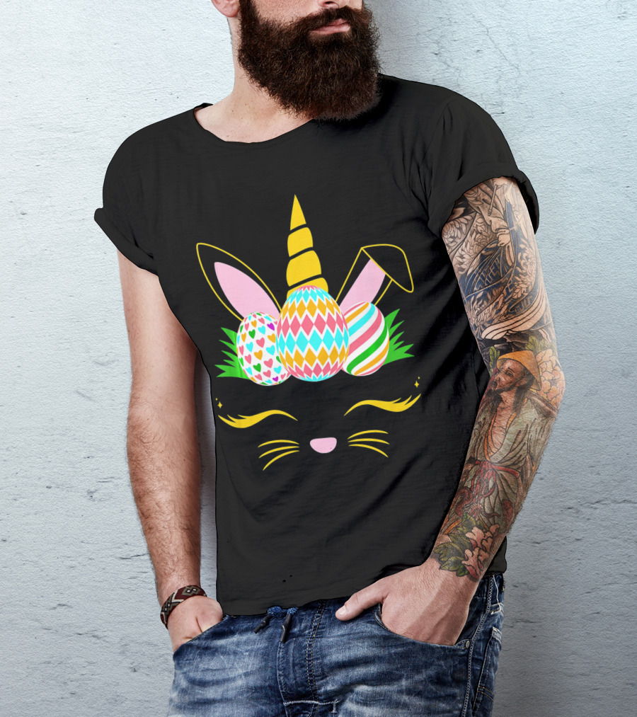 Girls Easter Bunny Rabbit Unicorn Colorful Egg Bunnic T-Shirt