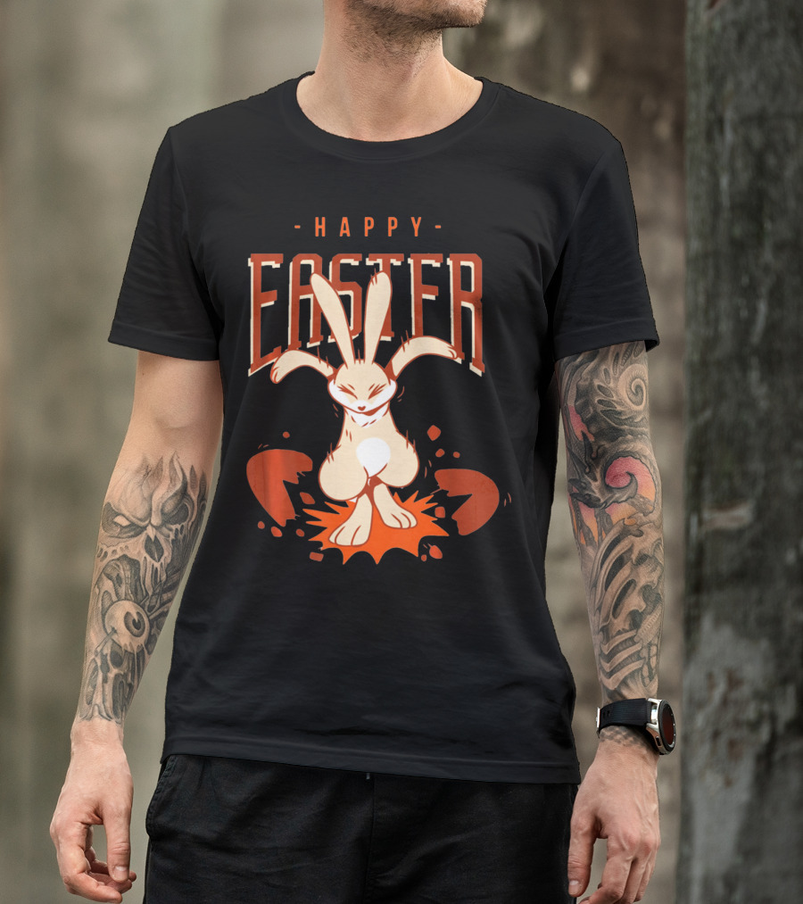 Happy Easter Bunny With Cracked Egg T-Shirt