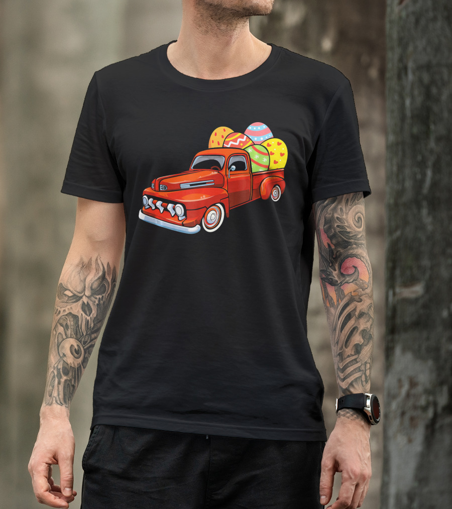 Vintage Easter Egg Pickup Truck With Colorful Eggs T-Shirt