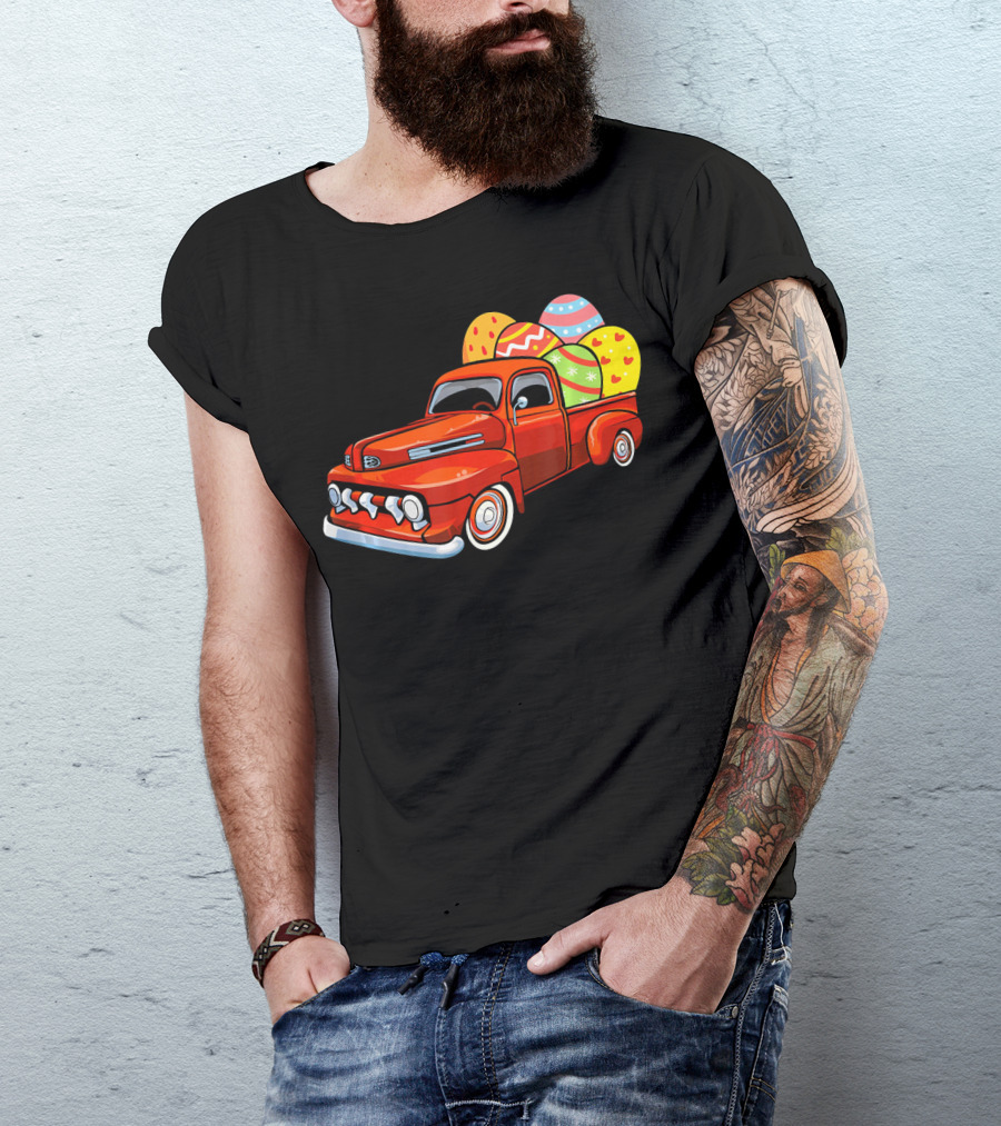 Vintage Easter Egg Pickup Truck With Colorful Eggs T-Shirt