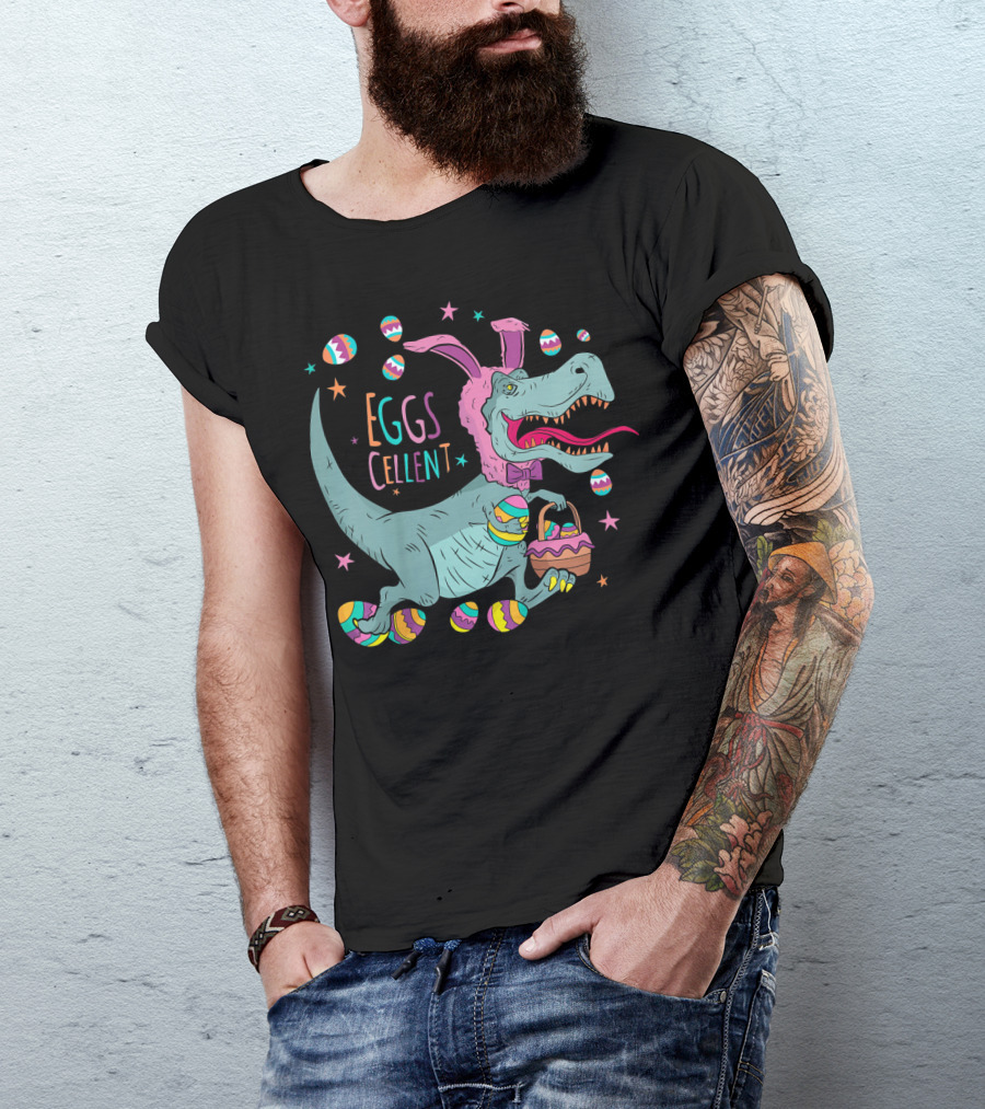 EGGScellent Dinosaur Bunny With Easter Eggs T-Shirt